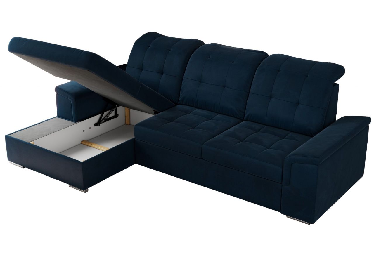 Narożnik MADRITO L - strona lewa - ciemnoniebieski, welwet