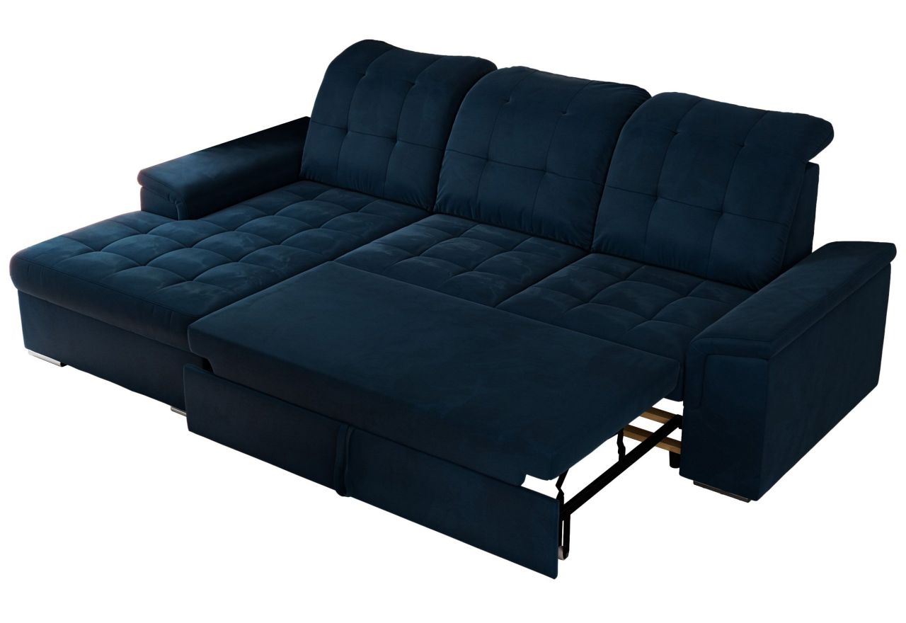 Narożnik MADRITO L - strona lewa - ciemnoniebieski, welwet