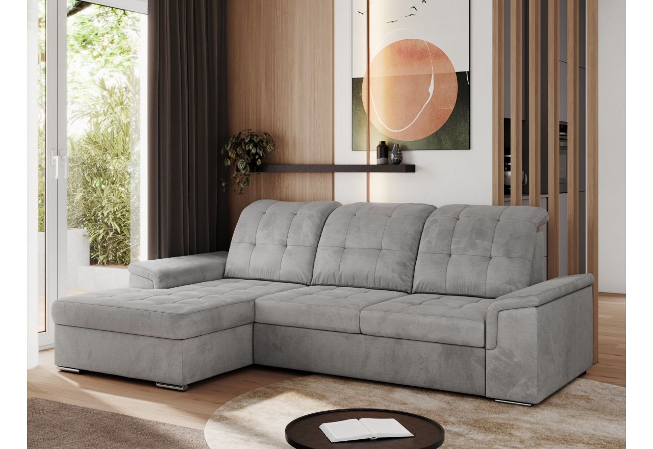 Narożnik MADRITO L - strona lewa - jasnoszary, welwet