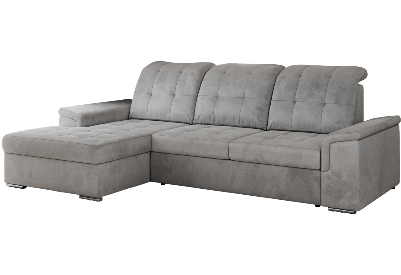 Narożnik MADRITO L - strona lewa - jasnoszary, welwet