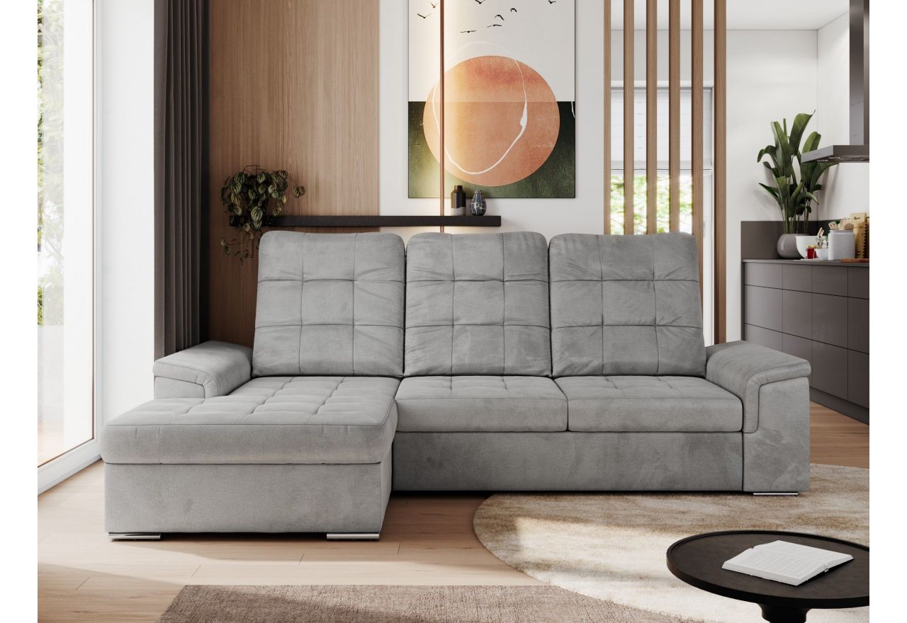 Narożnik MADRITO L - strona lewa - jasnoszary, welwet