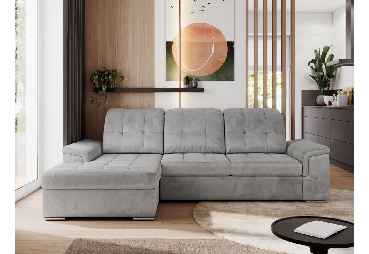 Narożnik MADRITO L - strona lewa - jasnoszary, welwet