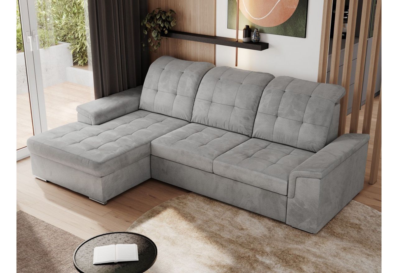 Narożnik MADRITO L - strona lewa - jasnoszary, welwet