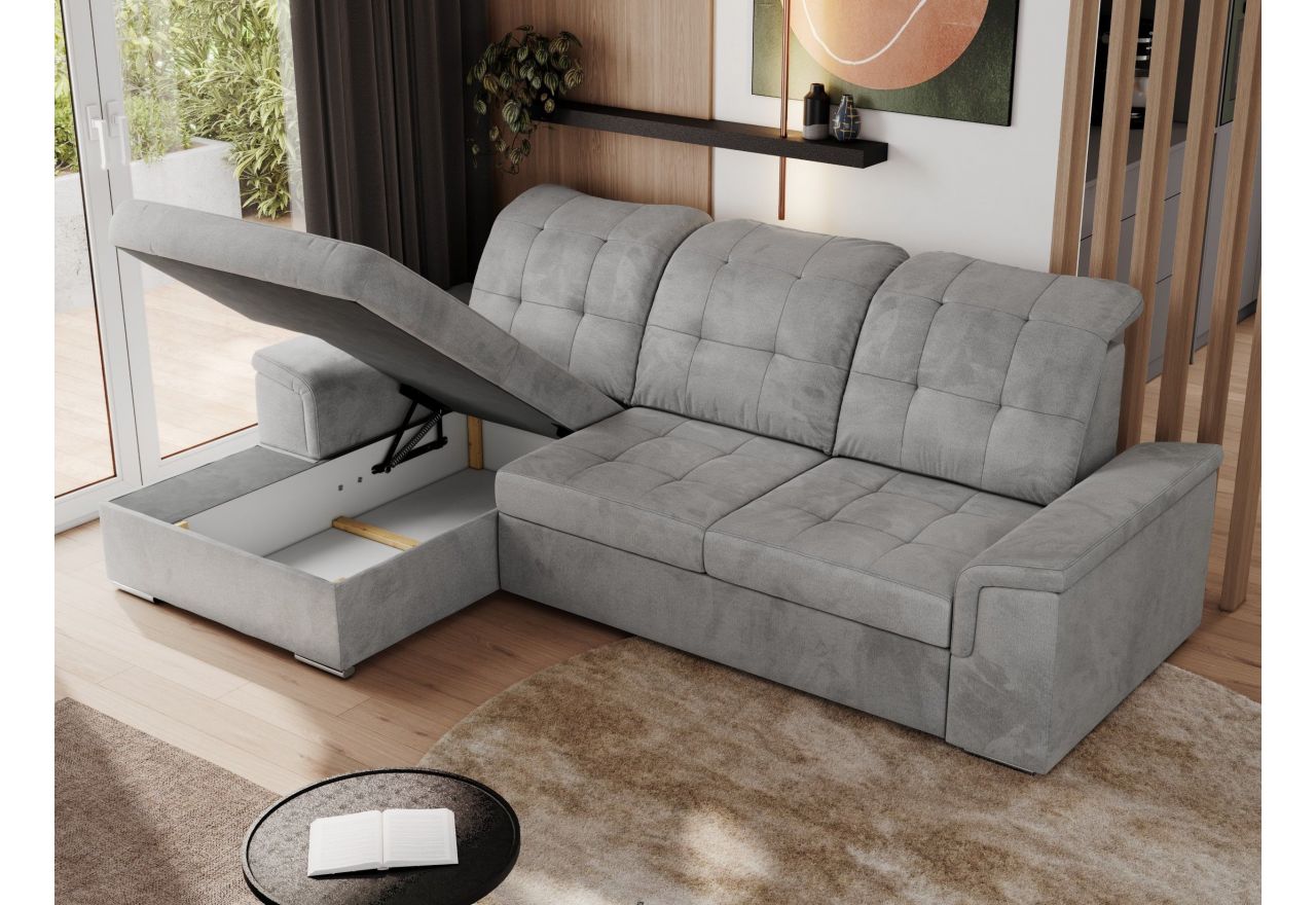 Narożnik MADRITO L - strona lewa - jasnoszary, welwet