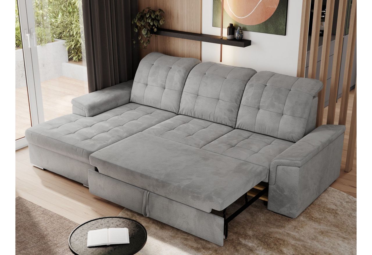 Narożnik MADRITO L - strona lewa - jasnoszary, welwet