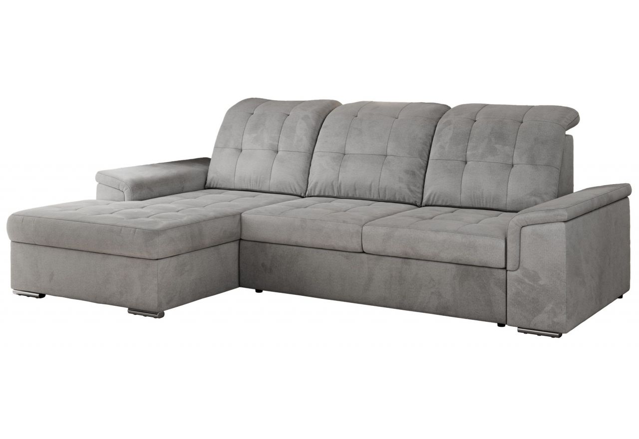 Narożnik MADRITO L - strona lewa - jasnoszary, welwet