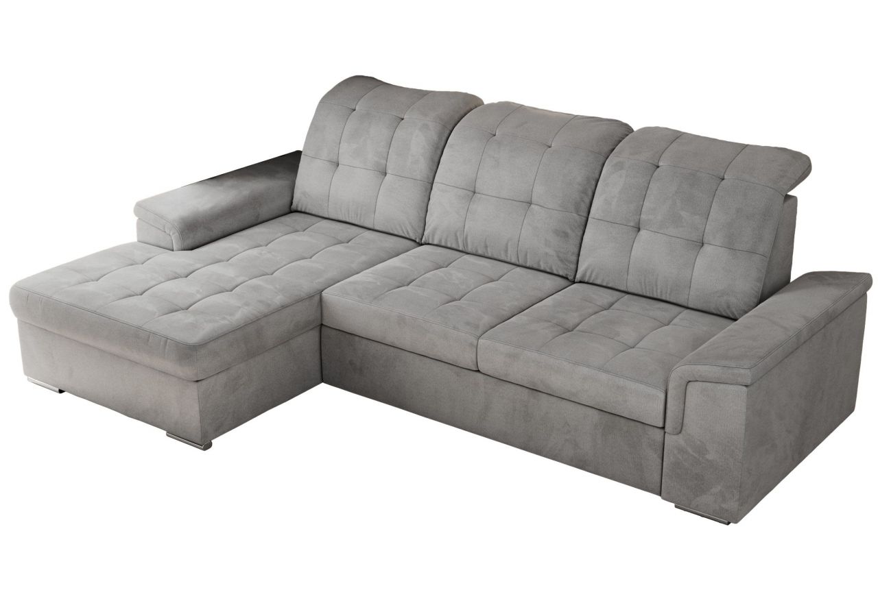 Narożnik MADRITO L - strona lewa - jasnoszary, welwet