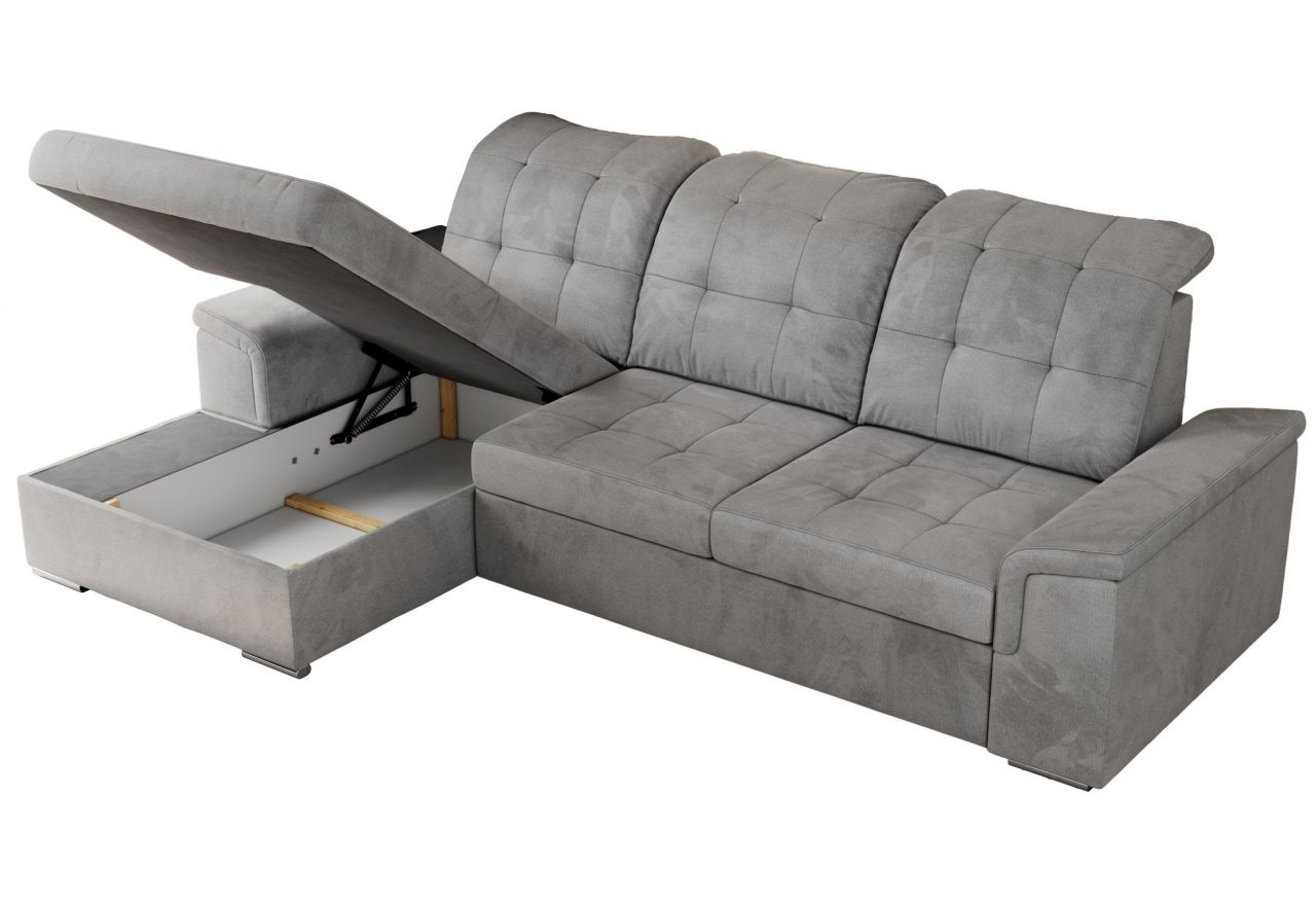 Narożnik MADRITO L - strona lewa - jasnoszary, welwet