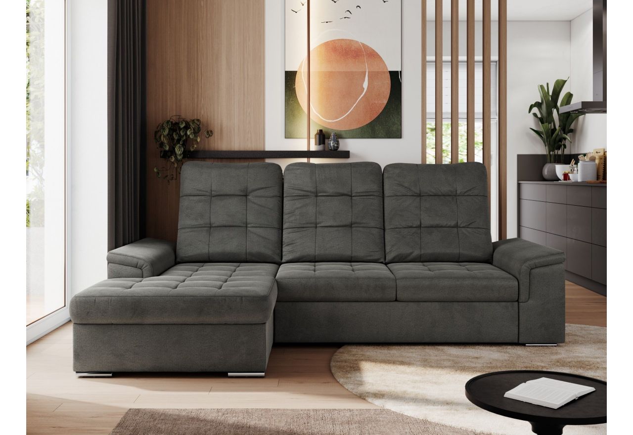 Narożnik MADRITO L - strona lewa - ciemnoszary, welwet