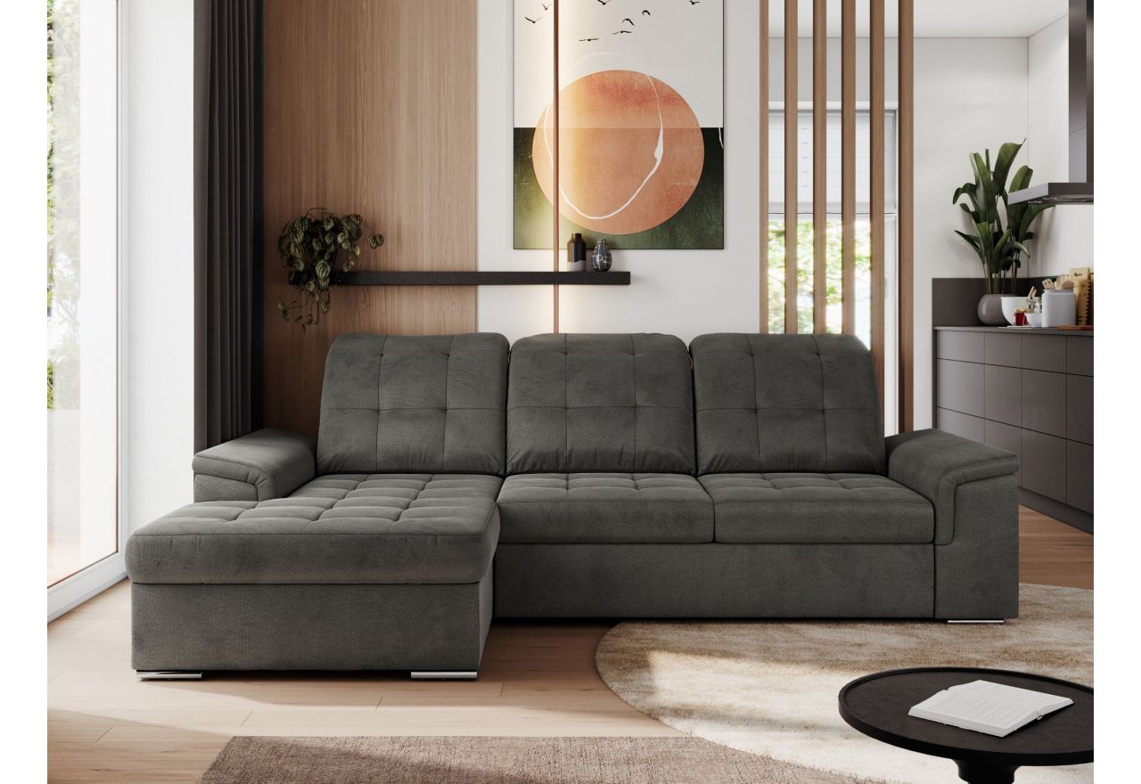 Narożnik MADRITO L - strona lewa - ciemnoszary, welwet