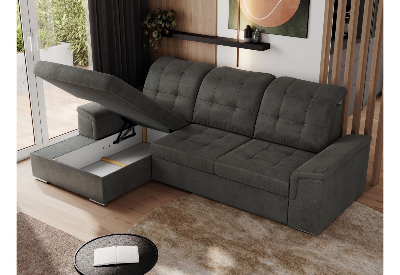 Narożnik MADRITO L - strona lewa - ciemnoszary, welwet