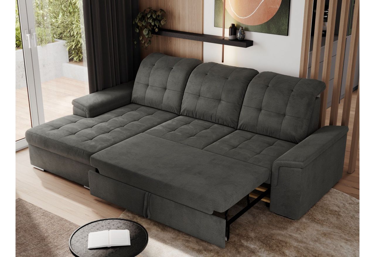 Narożnik MADRITO L - strona lewa - ciemnoszary, welwet