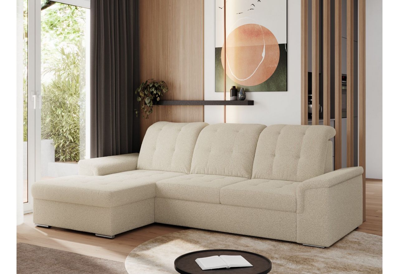 Narożnik MADRITO L - strona lewa - beżowy, boucle