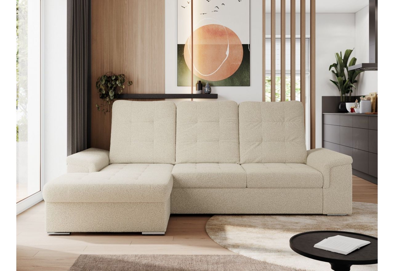 Narożnik MADRITO L - strona lewa - beżowy, boucle