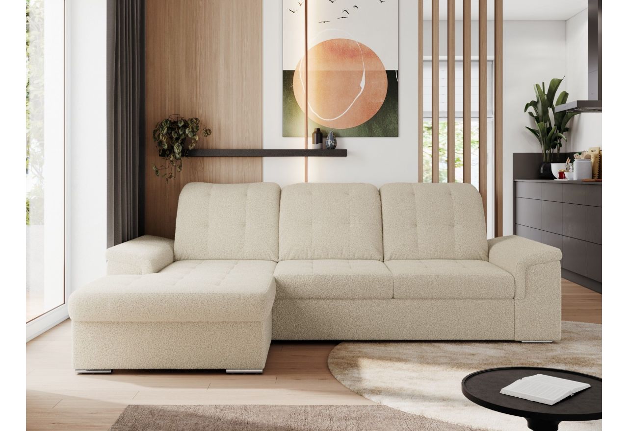 Narożnik MADRITO L - strona lewa - beżowy, boucle