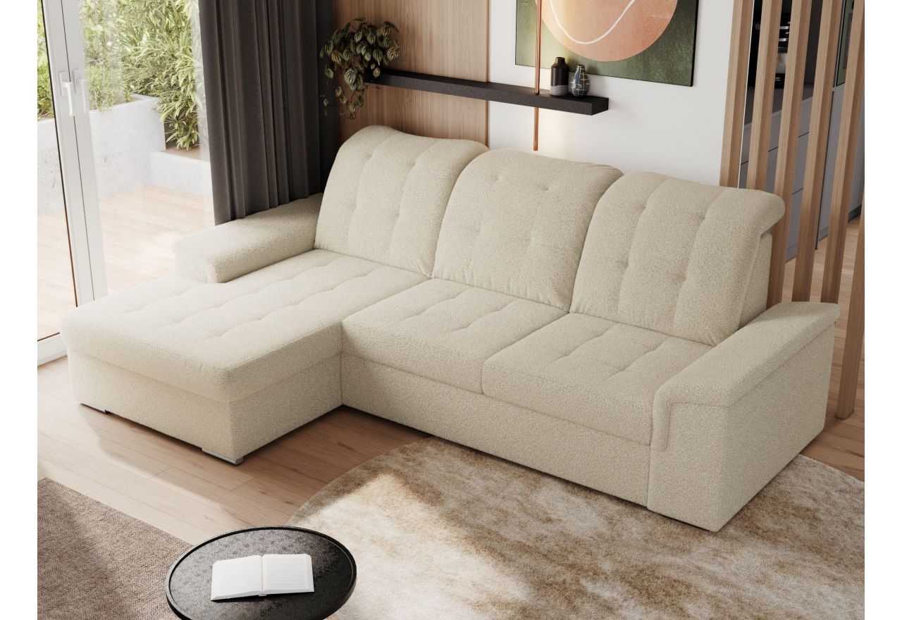 Narożnik MADRITO L - strona lewa - beżowy, boucle