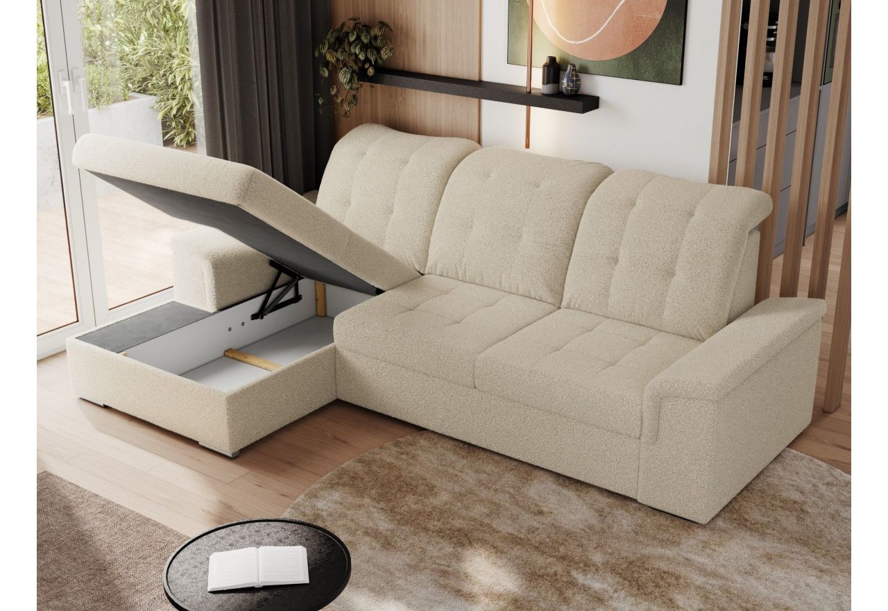 Narożnik MADRITO L - strona lewa - beżowy, boucle