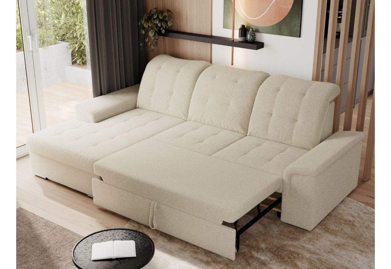 Narożnik MADRITO L - strona lewa - beżowy, boucle