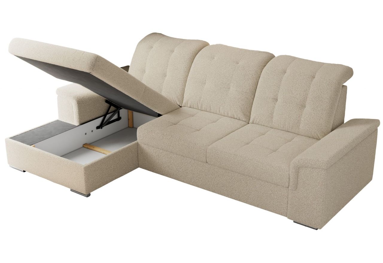 Narożnik MADRITO L - strona lewa - beżowy, boucle