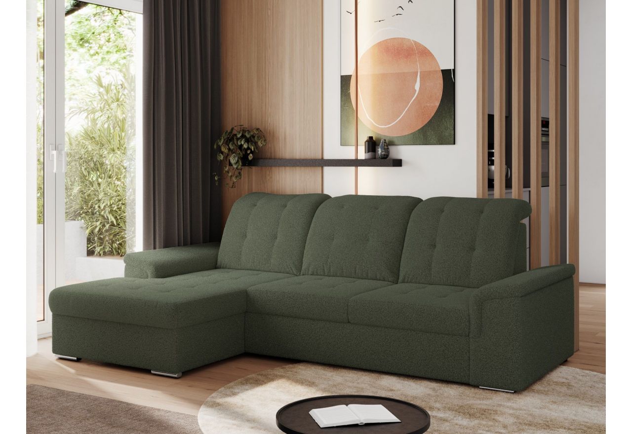 Narożnik MADRITO L - strona lewa - ciemnozielony, boucle