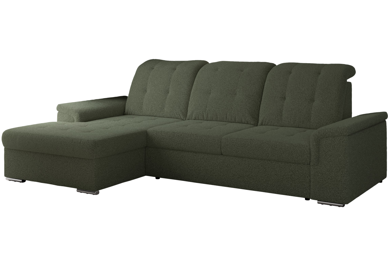 Narożnik MADRITO L - strona lewa - ciemnozielony, boucle