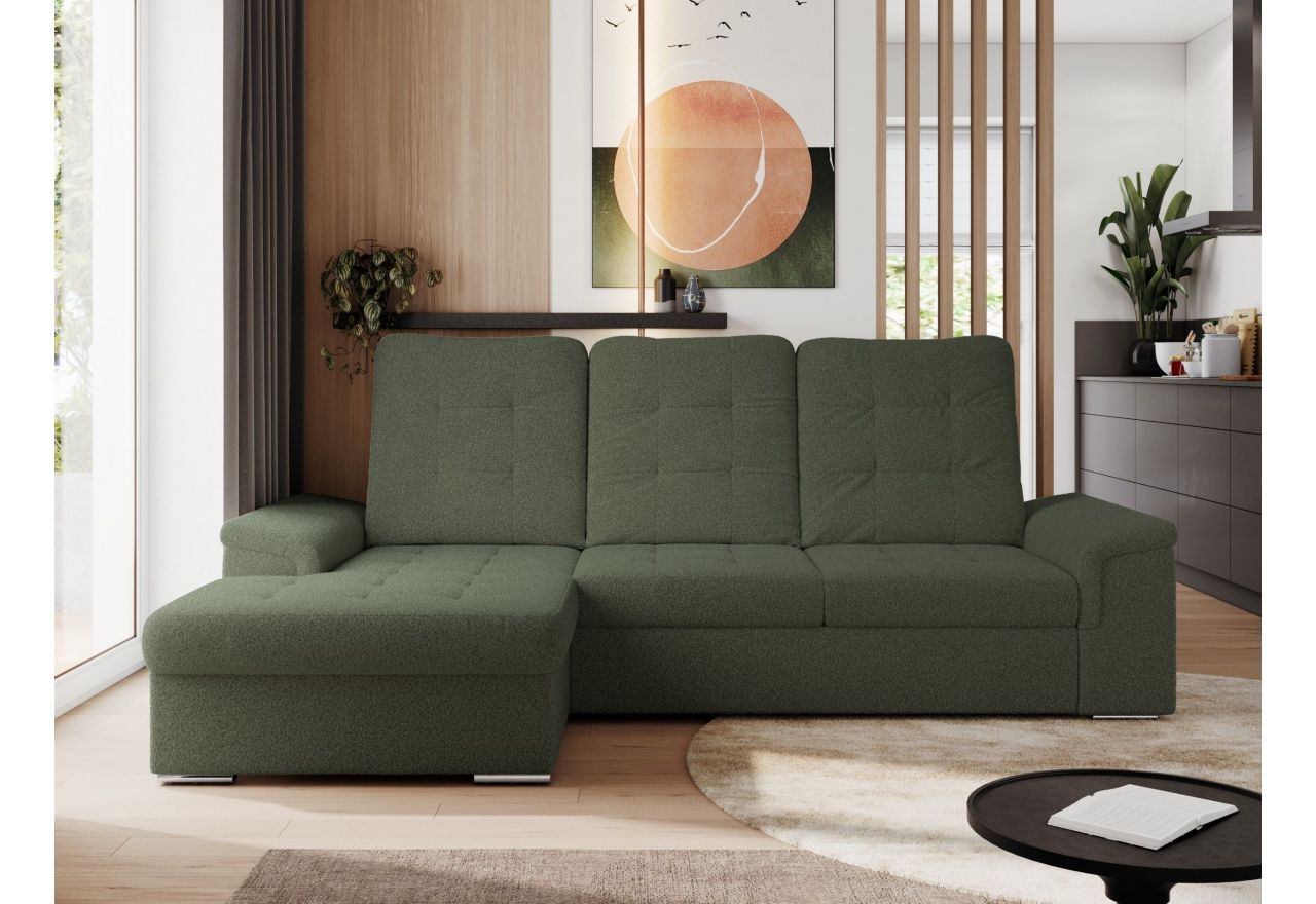 Narożnik MADRITO L - strona lewa - ciemnozielony, boucle