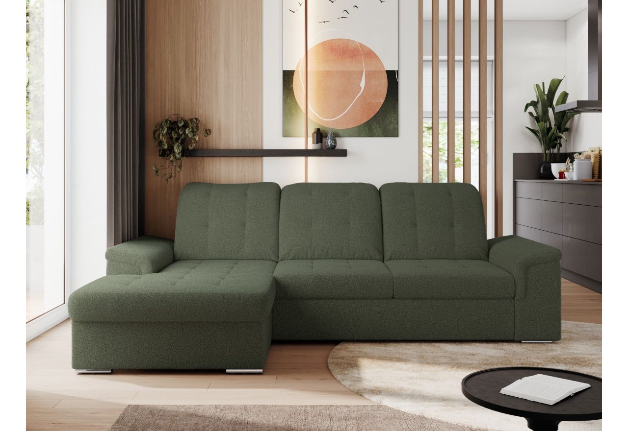 Narożnik MADRITO L - strona lewa - ciemnozielony, boucle