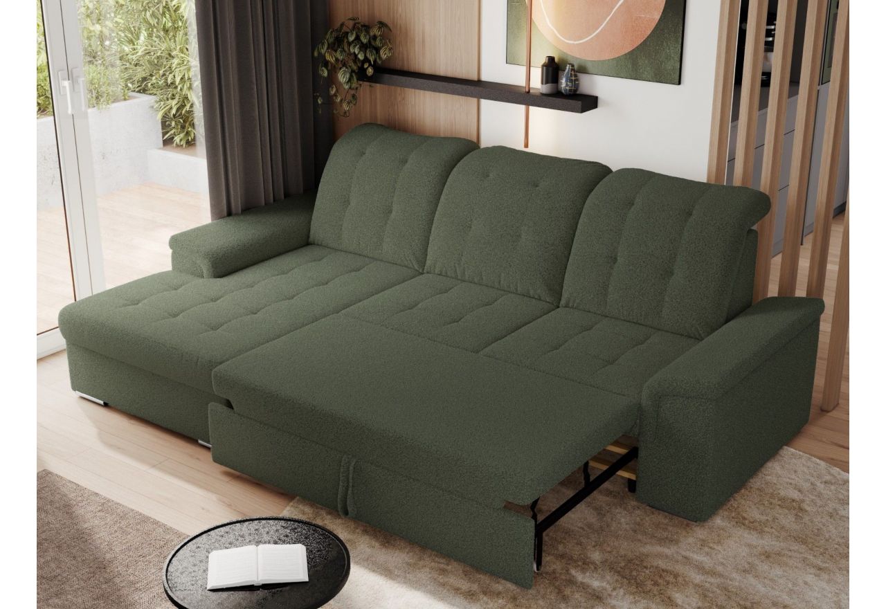 Narożnik MADRITO L - strona lewa - ciemnozielony, boucle