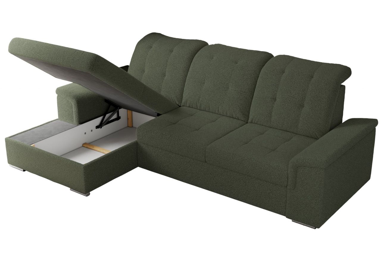 Narożnik MADRITO L - strona lewa - ciemnozielony, boucle