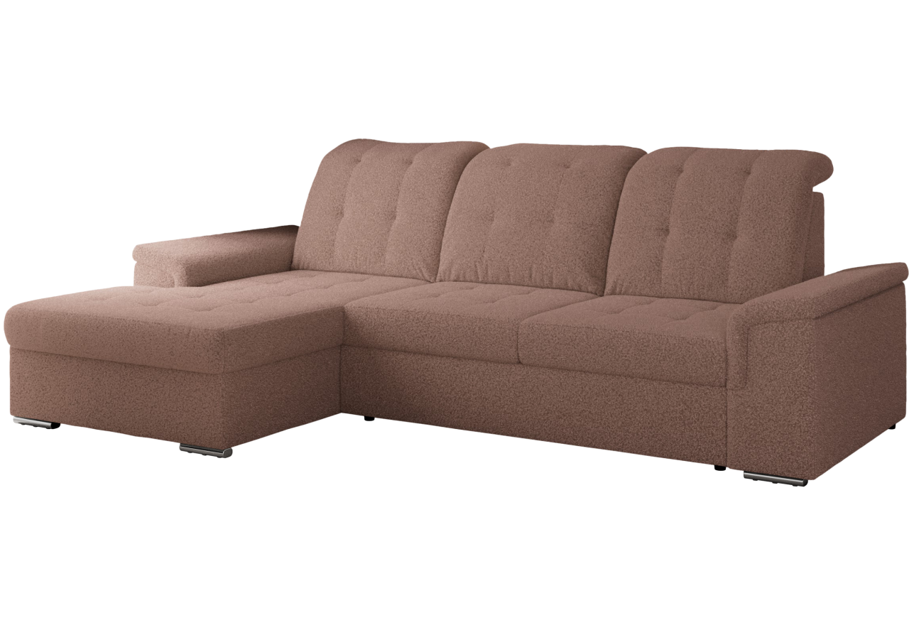 Narożnik MADRITO L - strona lewa - różowy, boucle