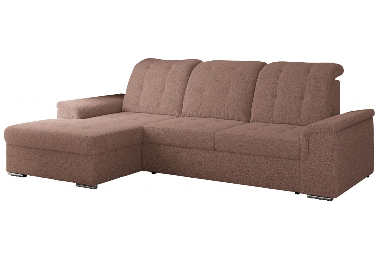 Narożnik MADRITO L - strona lewa - różowy, boucle