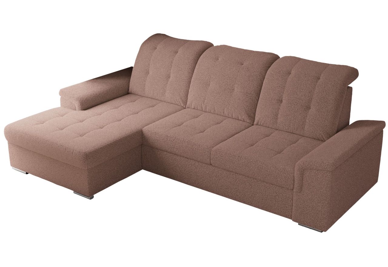 Narożnik MADRITO L - strona lewa - różowy, boucle