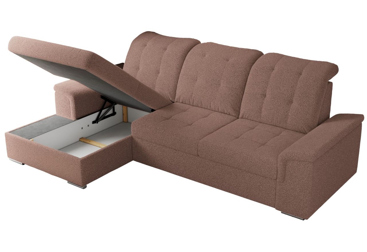 Narożnik MADRITO L - strona lewa - różowy, boucle