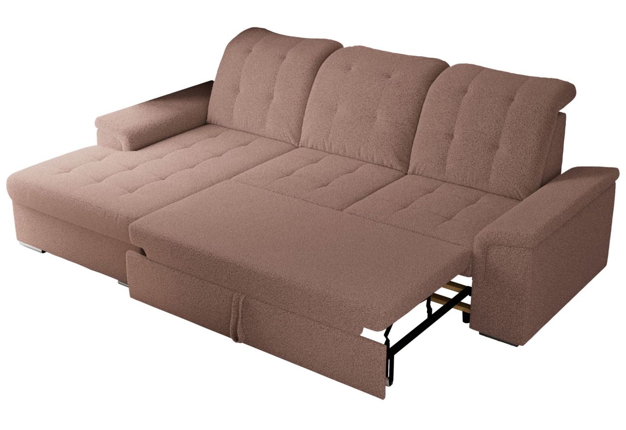 Narożnik MADRITO L - strona lewa - różowy, boucle