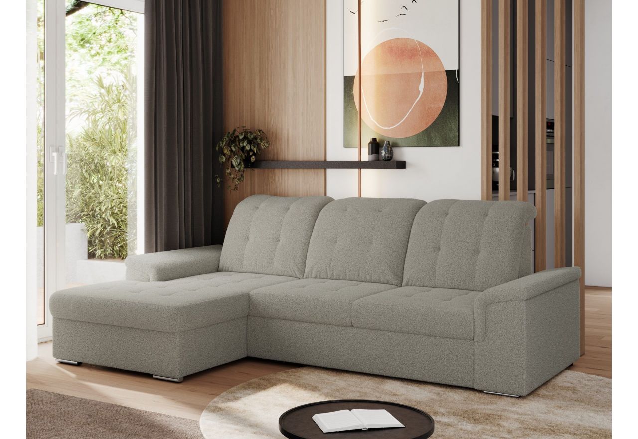 Narożnik MADRITO L - strona lewa - szary, boucle