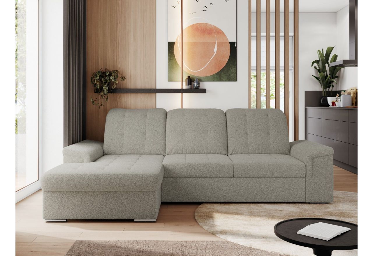 Narożnik MADRITO L - strona lewa - szary, boucle