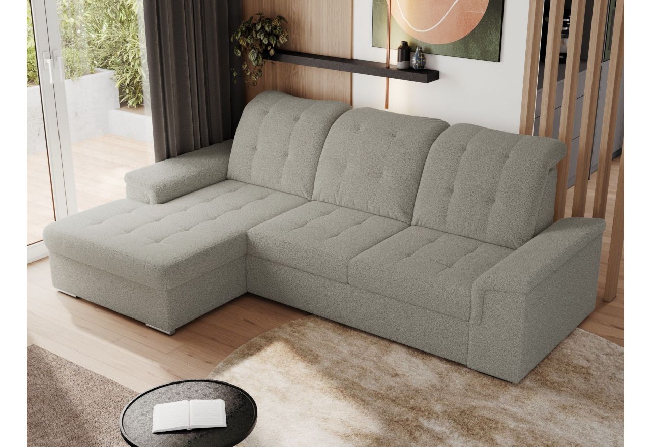 Narożnik MADRITO L - strona lewa - szary, boucle