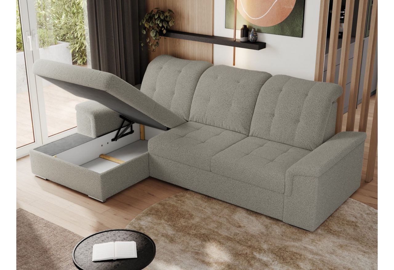 Narożnik MADRITO L - strona lewa - szary, boucle