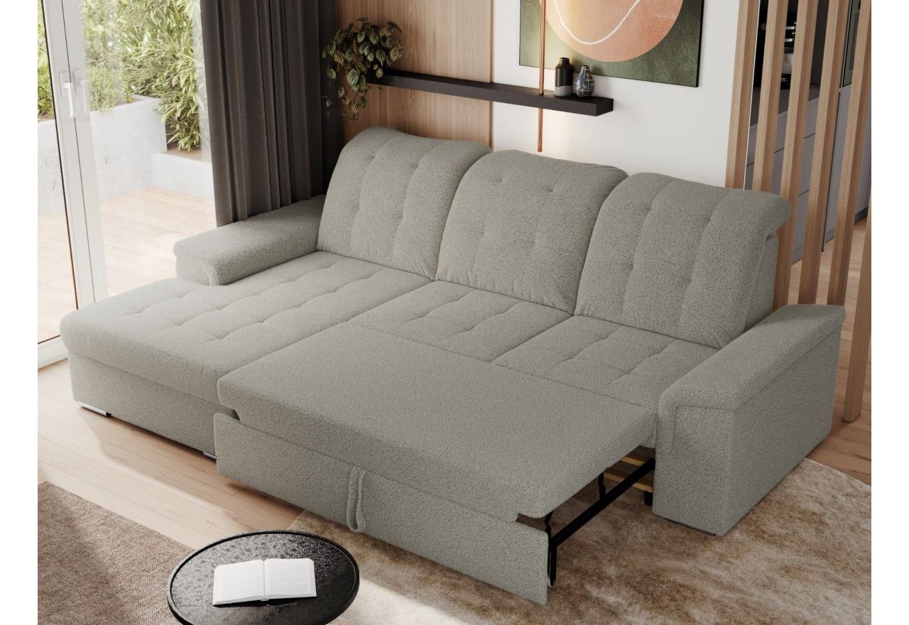 Narożnik MADRITO L - strona lewa - szary, boucle