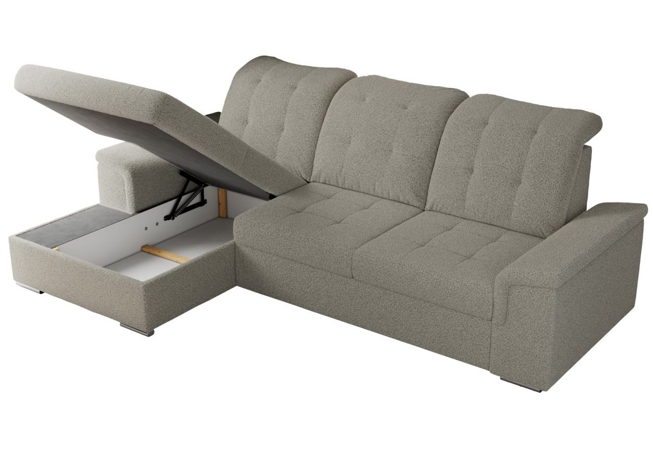 Narożnik MADRITO L - strona lewa - szary, boucle