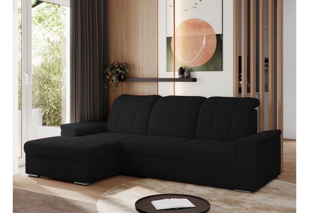 Narożnik MADRITO L - strona lewa - czarny, boucle