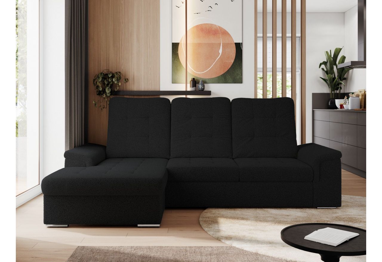 Narożnik MADRITO L - strona lewa - czarny, boucle