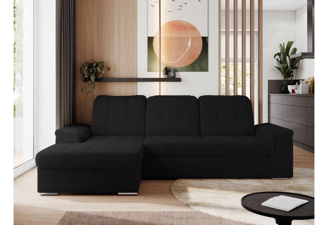 Narożnik MADRITO L - strona lewa - czarny, boucle