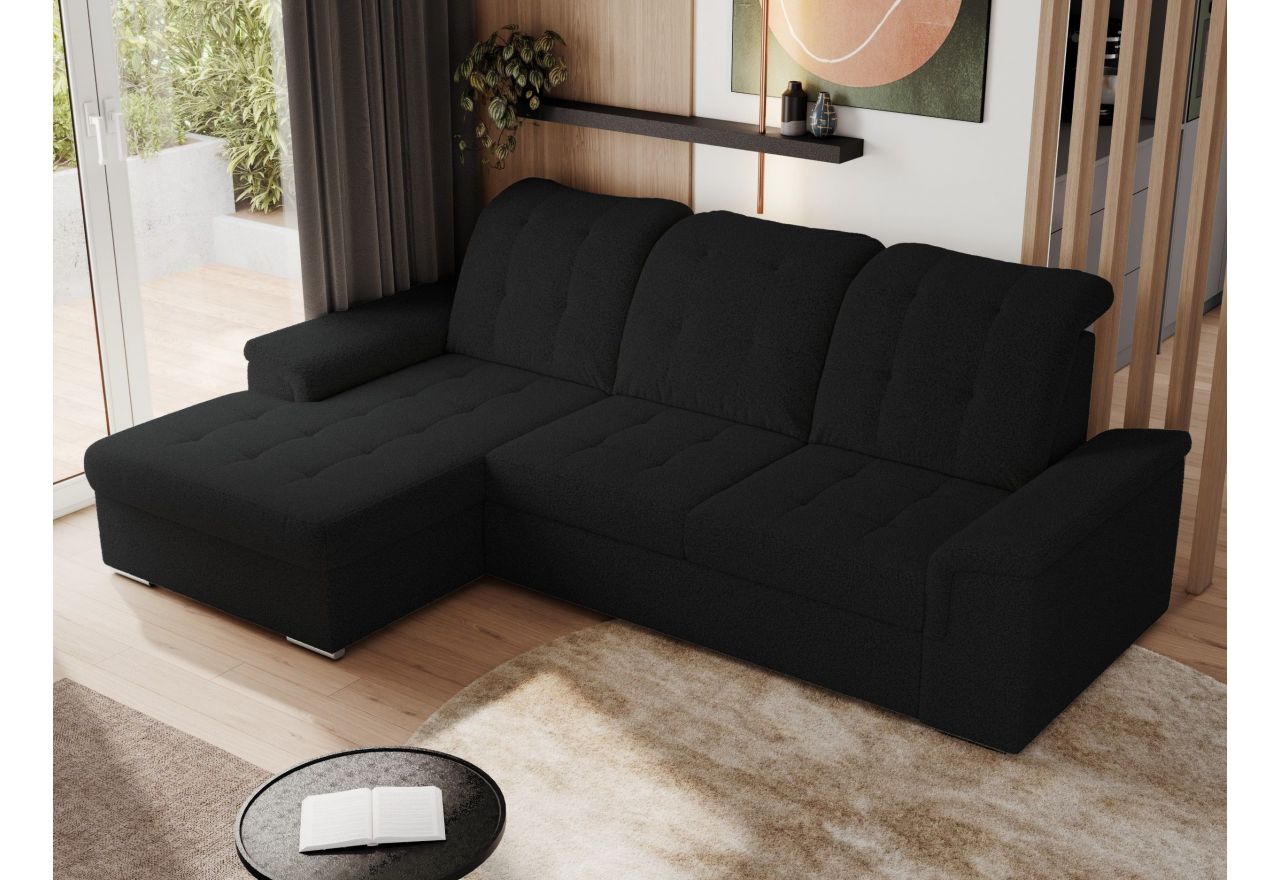 Narożnik MADRITO L - strona lewa - czarny, boucle