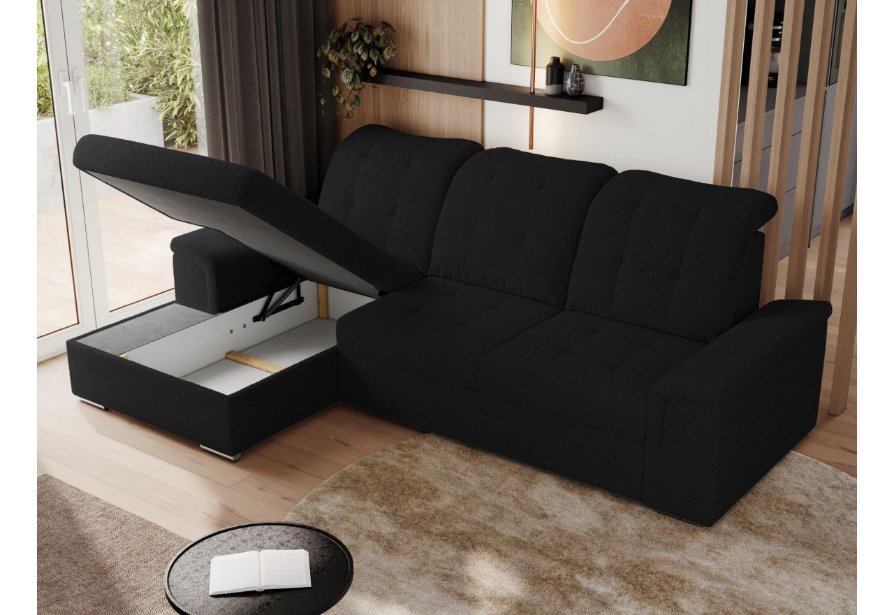 Narożnik MADRITO L - strona lewa - czarny, boucle