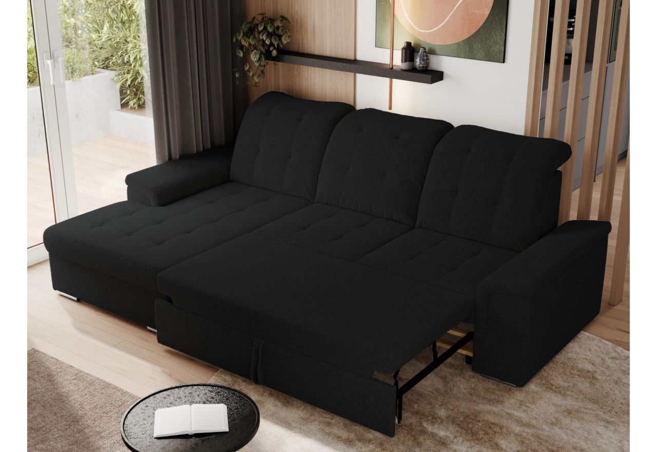 Narożnik MADRITO L - strona lewa - czarny, boucle