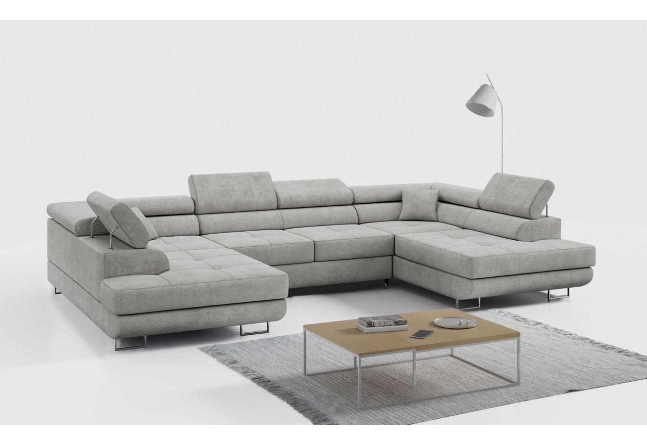 Narożnik GUSTAW U - uniwersalny - jasnoszary, struktura