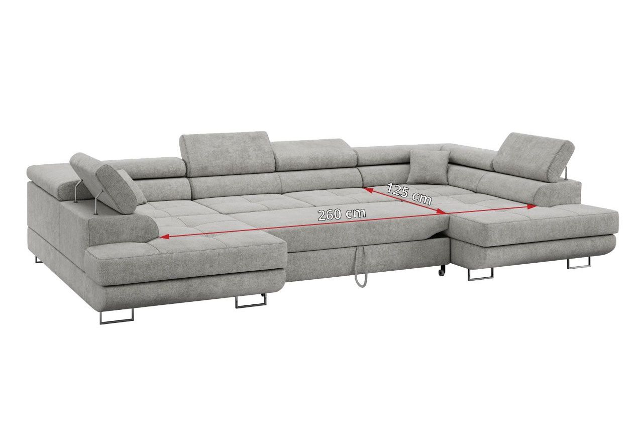 Narożnik GUSTAW U - uniwersalny - jasnoszary, struktura