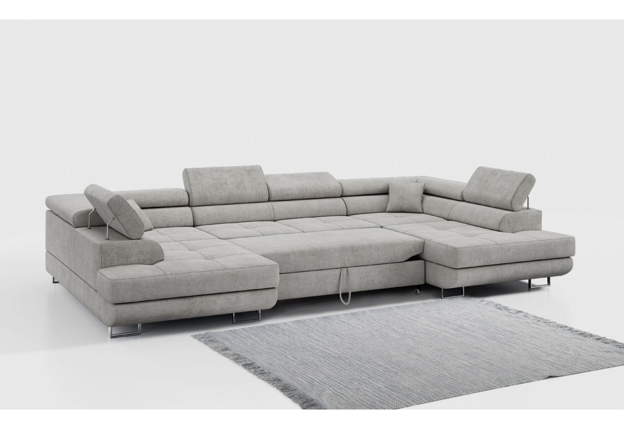 Narożnik GUSTAW U - uniwersalny - jasnoszary, struktura