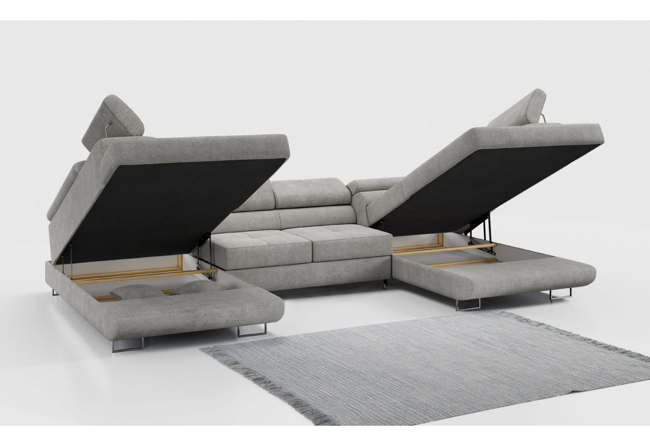 Narożnik GUSTAW U - uniwersalny - jasnoszary, struktura